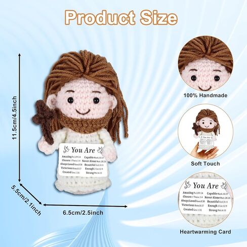 Jesus Christian Gifts for Women Men Faith Baptism Gifts for Boys Girls Catholic Jesus Crochet Doll Figure Confirmation Gift for Teenage First Communion Bible Easter Basket Stuffers Valentine Christmas in Saudi Arabia