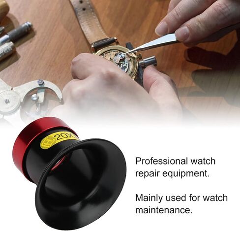 Watch Repair Magnifying Glass, 20X HD Magnifier Loupe Horology Loupe Watch Repair Lens with Professional Aluminum Alloy and Optical Glass for Watchmakers in Saudi Arabia