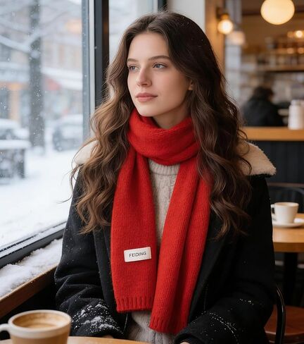 Winter Soft Warm Long Knit Scarf Wraps for Women Cold Weather Solid Color Faux Cashmere Kint Scarves in Saudi Arabia