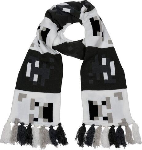 AI ACCESSORY INNOVATIONS MINECRAFT وشاح جاكار متماسك مع شرابات مهدبة، أسود in Saudi Arabia