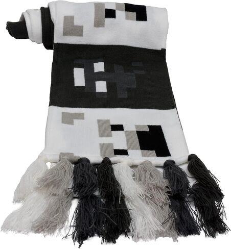 AI ACCESSORY INNOVATIONS MINECRAFT وشاح جاكار متماسك مع شرابات مهدبة، أسود in Saudi Arabia