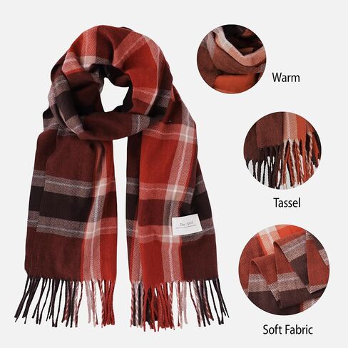 Women's Winter Plaid Scarf Cashmere Feel Thick Red-Black Buffalo Scarves Pashmina Blanket in Saudi Arabia
