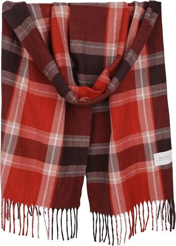 Women's Winter Plaid Scarf Cashmere Feel Thick Red-Black Buffalo Scarves Pashmina Blanket in Saudi Arabia