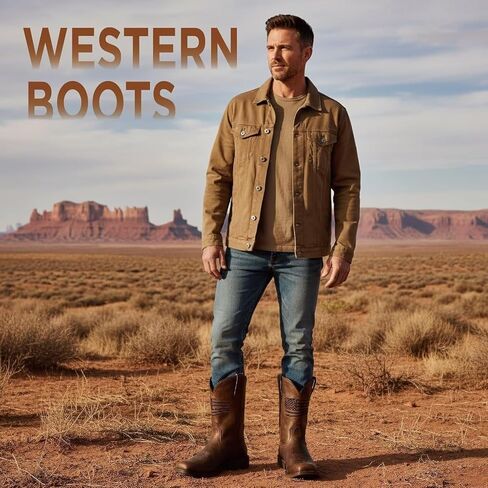 SUREWAY Men's 10 inch Western Cowboy Work Boots for Men Square Toe,Premium Full Grain Leather,GoodyearWelted,Superior Oil/Slip/Water Resistant in Saudi Arabia