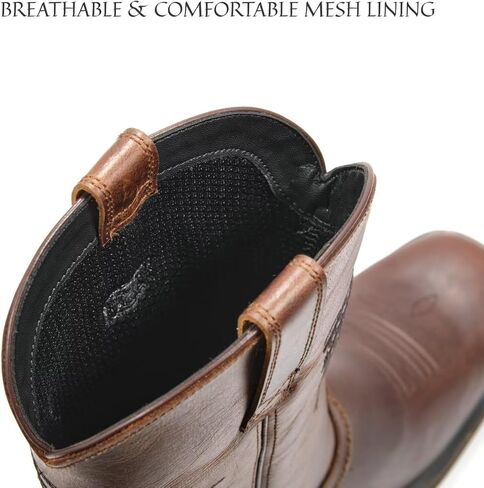 SUREWAY Men's 10 inch Western Cowboy Work Boots for Men Square Toe,Premium Full Grain Leather,GoodyearWelted,Superior Oil/Slip/Water Resistant in Saudi Arabia