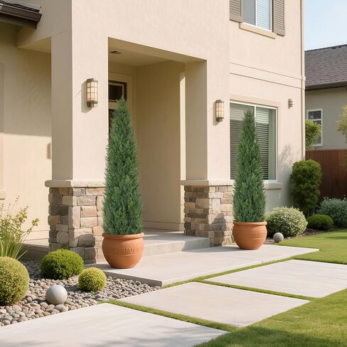 Artificial Cedar Topiary Trees 5 FT Faux Cedar Tree for Outdoor Planters Evergreen Plant, 60 inch UV Rated and Lush Fake Cypress Tree Shrubs for Gateway Front Door Porch Patio Garden, Set of 2 in Saudi Arabia