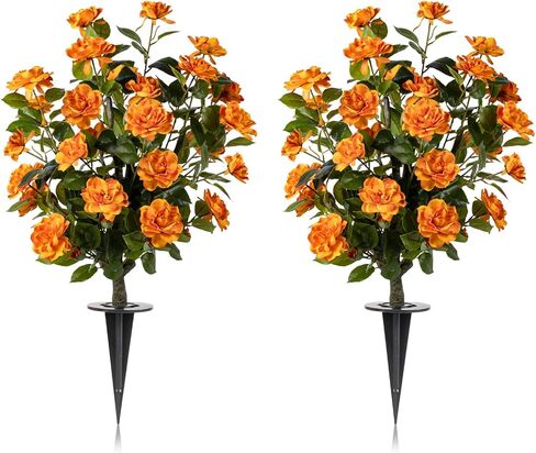 Artificial Camellia Tree 2 Pack, Artificial Plants Outdoor Faux Floral Plant in Cement Pot Fake Silk Camellia Tree Plants for Home House Living Room Office Decor in Saudi Arabia