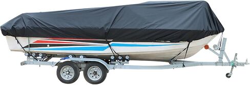 marddpair 210D 14-16ft Oxford Fabric Heavy Duty Boat Cover Trailerable Replacement for Fishing Ski Bass V-Hull Runabouts Black in Saudi Arabia