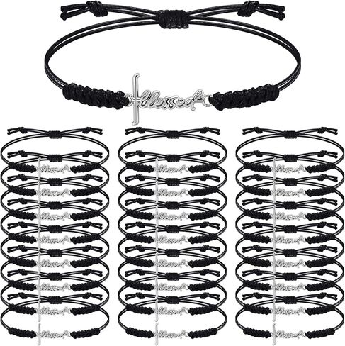 Tondiamo 24 Pcs Blessed Cross Bracelets Bulk for Woman Christian Adjustable Cross Bracelets Inspirational Birthday Gifts Religious Accessories in Saudi Arabia
