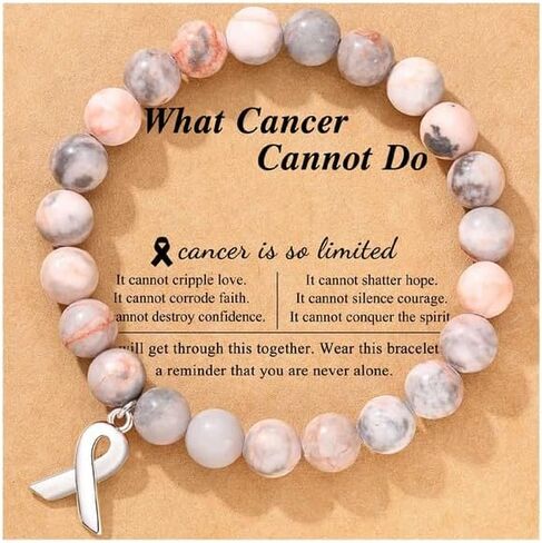Natural Stone Beaded Breast Cancer Awareness Bracelets for Women Inspirational Jewelry Gift for Best Friend Sister in Saudi Arabia
