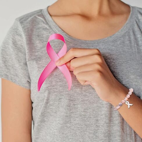 Natural Stone Beaded Breast Cancer Awareness Bracelets for Women Inspirational Jewelry Gift for Best Friend Sister in Saudi Arabia