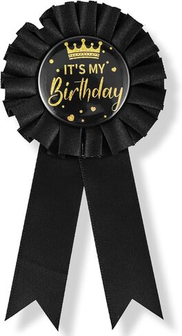 زر عيد ميلاد، دبابيس شريطية لعيد الميلاد من الساتان الأسود للرجال "It's My Birday" شارة شريطية بأزرار للرجال والنساء، ديكورات مثالية للحفلات، ممتعة واحتفالية in Saudi Arabia