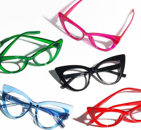 Eyekepper ضخمة معدنية بدون براغي مفصلات زنبركية الضوء الأزرق حجب نظارات القراءة النساء 6 حزمة القط العين الكمبيوتر القراء in Kuwait