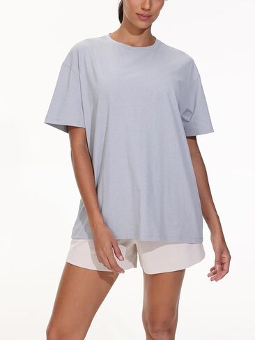 Oversized Workout T-Shirts for Women Summer Basic Tees Casual Loose Fit Short Sleeve Yoga Running Tops in Saudi Arabia