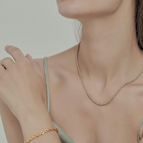 Shapes Studio 18K Gold Plated French Rope Twist Chain Necklace (two styles), Vintage Minimalist Style, Bold Chunky Chains, Women Jewelry in Saudi Arabia