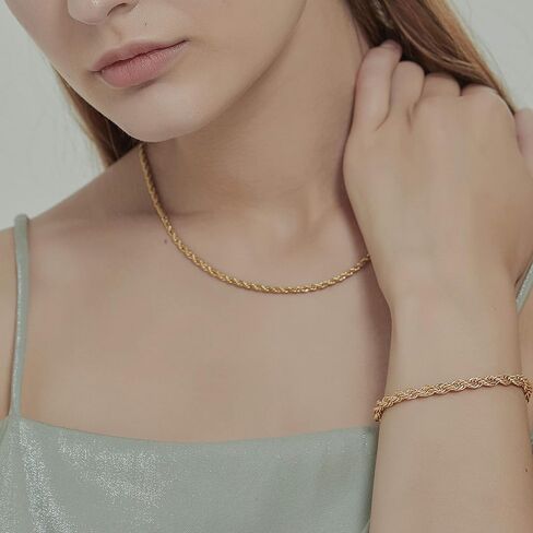 Shapes Studio 18K Gold Plated French Rope Twist Chain Necklace (two styles), Vintage Minimalist Style, Bold Chunky Chains, Women Jewelry in Saudi Arabia