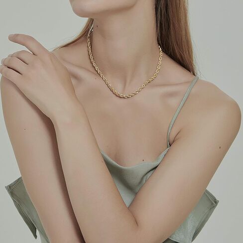 Shapes Studio 18K Gold Plated French Rope Twist Chain Necklace (two styles), Vintage Minimalist Style, Bold Chunky Chains, Women Jewelry in Saudi Arabia