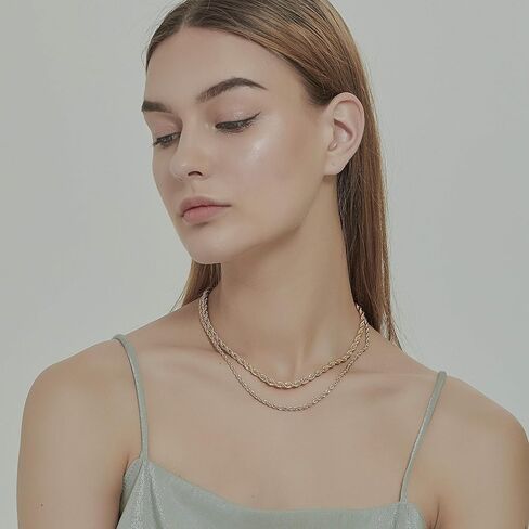 Shapes Studio 18K Gold Plated French Rope Twist Chain Necklace (two styles), Vintage Minimalist Style, Bold Chunky Chains, Women Jewelry in Saudi Arabia