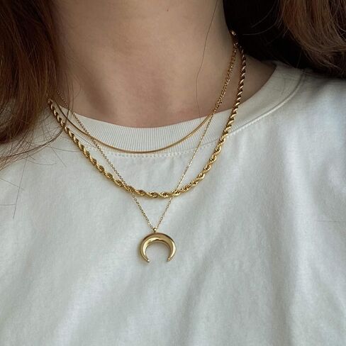 Shapes Studio 18K Gold Plated French Rope Twist Chain Necklace (two styles), Vintage Minimalist Style, Bold Chunky Chains, Women Jewelry in Saudi Arabia