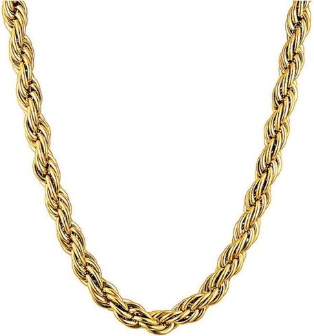 Shapes Studio 18K Gold Plated French Rope Twist Chain Necklace (two styles), Vintage Minimalist Style, Bold Chunky Chains, Women Jewelry in Saudi Arabia