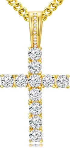 18K Gold Cross Necklcae for Men Women Hip Hop Iced Out Cross Jewelry Religious Jewelry Christmas Gift(with Gift Box) in Saudi Arabia