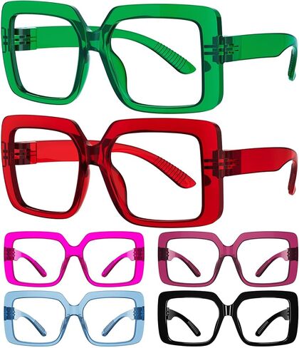 Eyekepper 6 Pack Metalless Blue Light Blocking Reading Glasses with Screwless Spring Hinges Oversized Computer Readers Women in Saudi Arabia