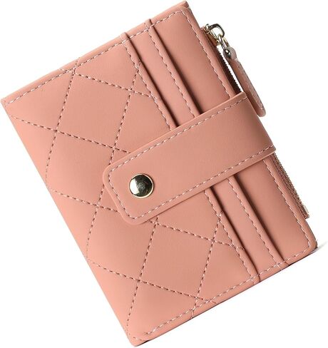 Small Genuine Leather Wallet for Women Bifold Card Holder with Zipper Coin Pocket Compact Purse (Red) in Kuwait