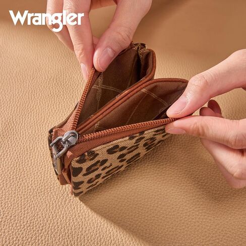Wrangler Small Coin Purse Pouch for Women, Leopard Print Wallet with Double Compartments WG366-W112LP in Saudi Arabia