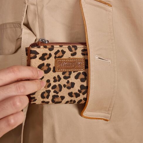 Wrangler Small Coin Purse Pouch for Women, Leopard Print Wallet with Double Compartments WG366-W112LP in Saudi Arabia