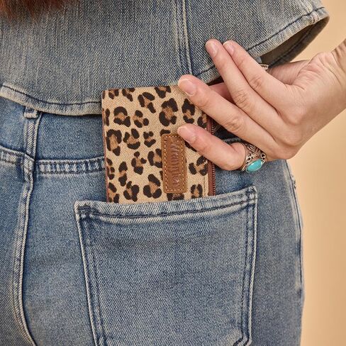 Wrangler Small Coin Purse Pouch for Women, Leopard Print Wallet with Double Compartments WG366-W112LP in Saudi Arabia