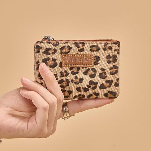 Wrangler Small Coin Purse Pouch for Women, Leopard Print Wallet with Double Compartments WG366-W112LP in Saudi Arabia