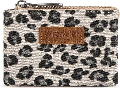 Wrangler Small Coin Purse Pouch for Women, Leopard Print Wallet with Double Compartments WG366-W112LP in Saudi Arabia