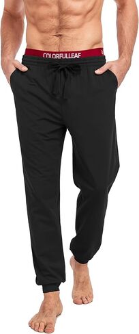COLORFULLEAF Men's Cotton Pajama Pants Breathable Lounge Sleepwear Soft Jogger Pants with Drawstring & Pockets in Saudi Arabia