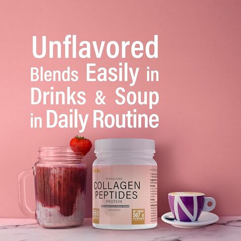 Collagen Powder 20 Oz, 66 Servings, Hydrolyzed Collagen Peptides, Grass-Fed Bovine, Unflavored, Made in Canada, Supports Joints, Skin, Hair & Nails, Protein Supplement for Women & Men in Saudi Arabia