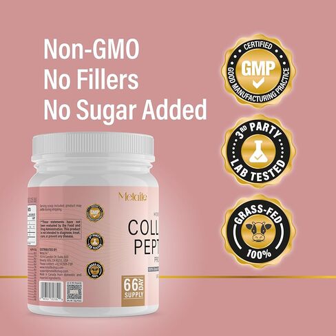 Collagen Powder 20 Oz, 66 Servings, Hydrolyzed Collagen Peptides, Grass-Fed Bovine, Unflavored, Made in Canada, Supports Joints, Skin, Hair & Nails, Protein Supplement for Women & Men in Saudi Arabia