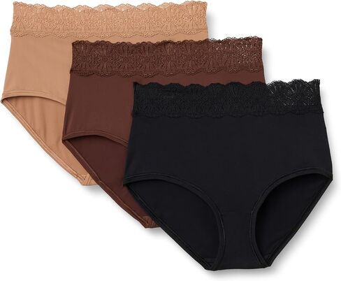Amazon Essentials Womens Peached Microfiber with Lace Trim Full Brief Panty in Saudi Arabia