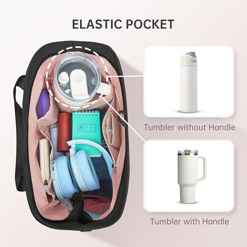 Tote Bag for Women Foldable Tote Purses Bags With Cup Holder Zipper Travel Shoulder Bag Handbag for Work,Nurse,School in Saudi Arabia