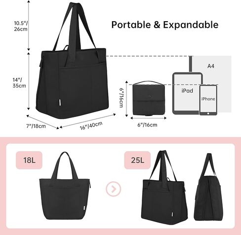 Tote Bag for Women Foldable Tote Purses Bags With Cup Holder Zipper Travel Shoulder Bag Handbag for Work,Nurse,School in Saudi Arabia
