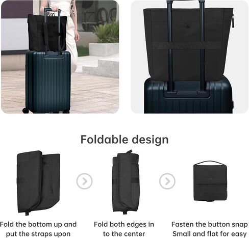 Tote Bag for Women Foldable Tote Purses Bags With Cup Holder Zipper Travel Shoulder Bag Handbag for Work,Nurse,School in Saudi Arabia