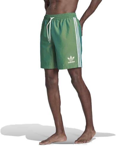 شورت سباحة Adicolor 3-Stripes للرجال من adidas Originals، أصفر حمضي/أزرق مخضر in Saudi Arabia