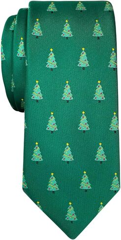 Retreez Christmas Joyful Christmas Tree Pattern Microfiber 2.4" Skinny Tie in Saudi Arabia