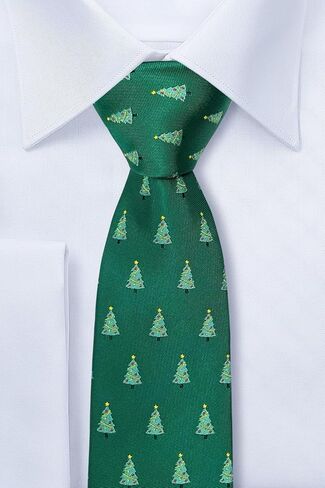 Retreez Christmas Joyful Christmas Tree Pattern Microfiber 2.4" Skinny Tie in Saudi Arabia