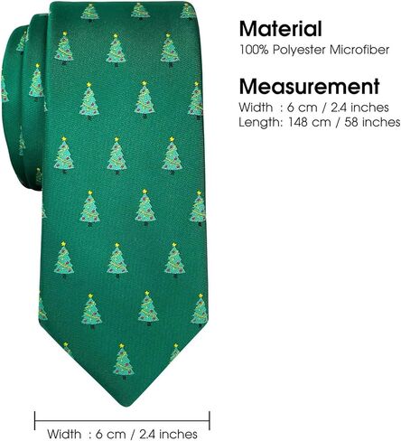 Retreez Christmas Joyful Christmas Tree Pattern Microfiber 2.4" Skinny Tie in Saudi Arabia