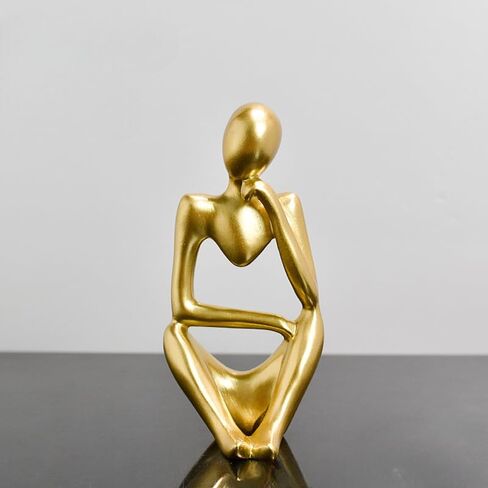 1PC Golden Resin Thinker Sculpture, Abstract Statue Figurine for Home Office, Desktop Decor, Collectible Modern Art Ornament, Middle in Saudi Arabia