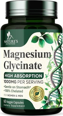 Magnesium Glycinate 1000mg - Chelated Magnesium for Bone, Muscle, Nerves & Heart Support, 500mg Per Capsule for Ultra Absorption, Natures Sleep Support, Best Mag Supplement Pills - 120 Capsules in Saudi Arabia
