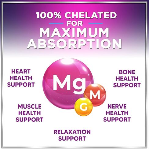 Magnesium Glycinate Supplement 1000mg - 100% Chelated & Purified - to Support Sleep, Heart Health, Muscles, & Bone Strength - Best Absorption Magnesium Glycinate, Bottled in USA - 60 Capsules in Saudi Arabia