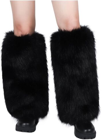 LA CARRIE Women Faux Fur Leg Warmers Long Furry Leg Foot Cuffs Girls Winter Boot Socks in Kuwait