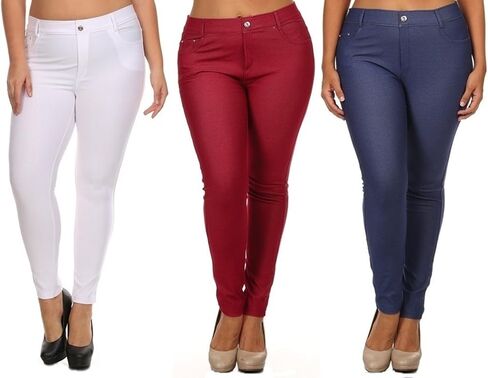 Yelete Multi - Solid Color Plus Jeggings for Women - Soft and Stretchy Legging in Saudi Arabia