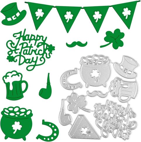 GLOBLELAND Saint Patrick's Day Gnome Cutting Dies Lucky Grass Carbon Steel Die Cuts for DIY Crafting Embossing Stencil Template for Card Making Scrapbooking Photo Album Decoration in Saudi Arabia