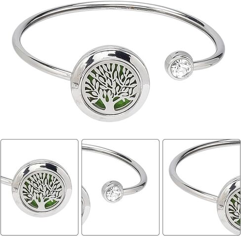 SUNNYCLUE 1 Box 2 Sets Essential Oil Diffuser Bracelets Essential Oil Bracelet Bangles with 10Pcs Refill Pad Tree of Life Stainless Steel Aromatherapy Locket Adjustable Jewelry for Women Gifts Travel in Saudi Arabia